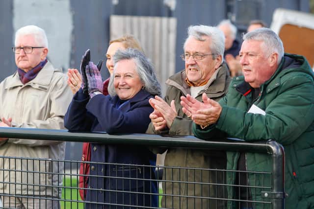 The crowd joined in a minute's applause ahead of the match in memory of Ian 'Santa' Wallace.  Pic: Scott Louden.