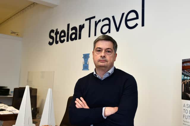 John Barr, owner of Stelar Travel in Stenhousemuir, has called on the Scottish Government to do more to help the country's travel industry deal with the effects of the coronavirus pandemic. Picture: Michael Gillen.