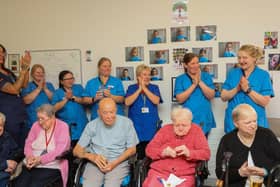Staff and residents at the launch party.