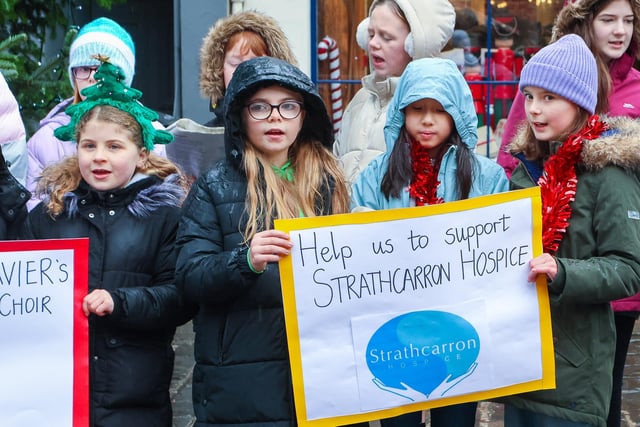 The youngsters were singing to raise funds for Strathcarron Hospice