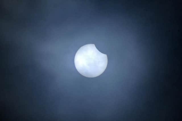 Partial solar eclipse over Falkirk today. (Pic: Michael Gillen)