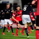 18-03-2016. Picture Michael Gillen. FALKIRK. Falkirk Stadium. Falkirk FC v Rangers FC. SPFL Ladbrokes Championship. Falkirk first goal, Blair Alston 8.