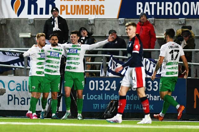 03-02-2024. Picture Michael Gillen. FALKIRK. Falkirk Stadium. Falkirk FC v The New Saints FC. Season 2023 - 2024. SPFL Trust Trophy Semi-Final.:.