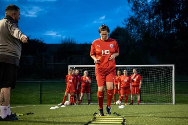 Dunipace Ladies FC undergoing training session under watchful eye of first team coach Dan Mcmenamy