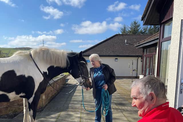 Eddie has a special visit from Stevie the horse with Fiona Newlands. Pic: Contributed