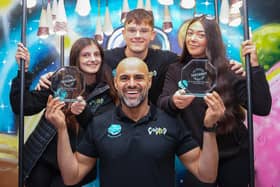 Owner Amrit Dhillon and some of the Candied crew, Ayaisha, Callan and Janelle, celebrate the double success at this year's Scottish Takeaway Awards
(Picture: Scott Louden, National World)