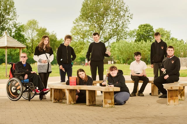 Carrongrange pupils with their enterprise award