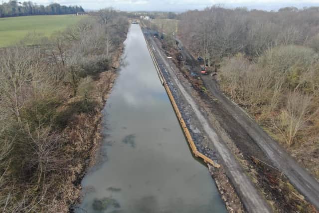 Union Canal at Muiravonside after repair work to the breach caused by floods in August 2020
