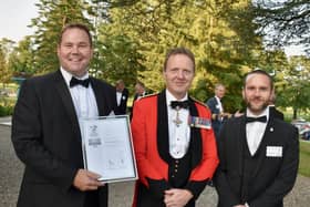 Alistair McKean, FVC’s training & business development manager (pictured right) and Colin McMurray FVC’s director of commercialisation and skills (left), with  Major General Bill Wright (centre) the Army's senior representative in Scotland. Pic: Contributed