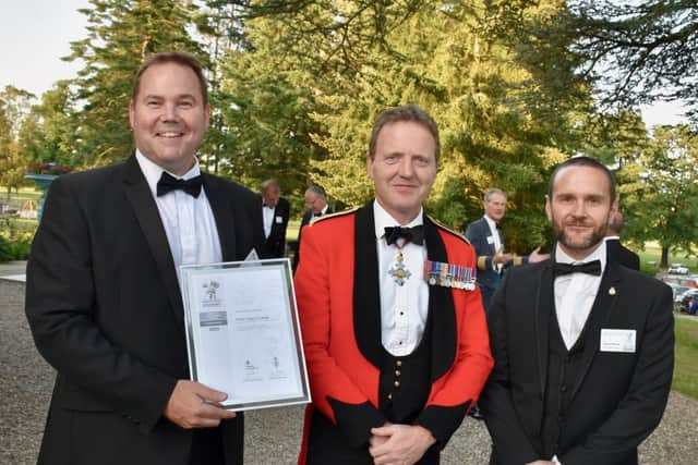 Alistair McKean, FVC’s training & business development manager (pictured right) and Colin McMurray FVC’s director of commercialisation and skills (left), with Major General Bill Wright (centre) the Army's senior representative in Scotland. Pic: Contributed