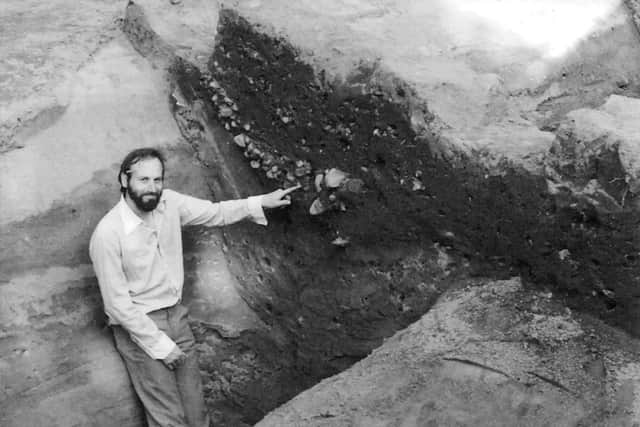 Geoff Bailey pictured at the excavation of the Falkirk Fort  in 1991