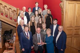 Robert and Jean were joined by Provost Robert Bissett, coaches, family, and friends during the Falkirk School of Gymnastics' 40th anniversary celebrations. (Michael Gillen).