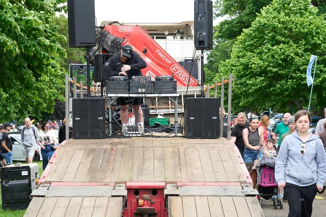 Playing some music to entertain the crowds.