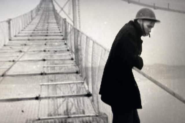 This picture of a young Hector on the bridge was used as he told the story of him and Alan being first to cross the water.
