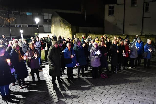 Peace vigil for Ukraine held on Thursday evening in Trinity churchyard. Pics: Michael Gillen