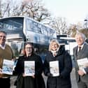 Forth Valley Connectivity Commission report launch , left to right, Councillor Chris Kane (Stirling), Councillor Ellen Forson (Clackmannanshire), CouncillorCecil Meiklejohn (Falkirk), and commission chair Bob Duff. Pic: Conributed