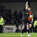 Falkirk goalkeeper Nicky Hogarth in action v Ayr (Photo: Michael Gillen)