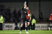 Falkirk goalkeeper Nicky Hogarth in action v Ayr (Photo: Michael Gillen)