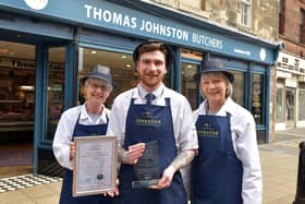 Thomas Johnston Butchers won the Diamond award in the Gluten Free Product category for its gluten free steak sausage: Margaret Auld, counter assistant; Ali Qualters, assistant manager, and Elizabeth Hay, counter assistant.