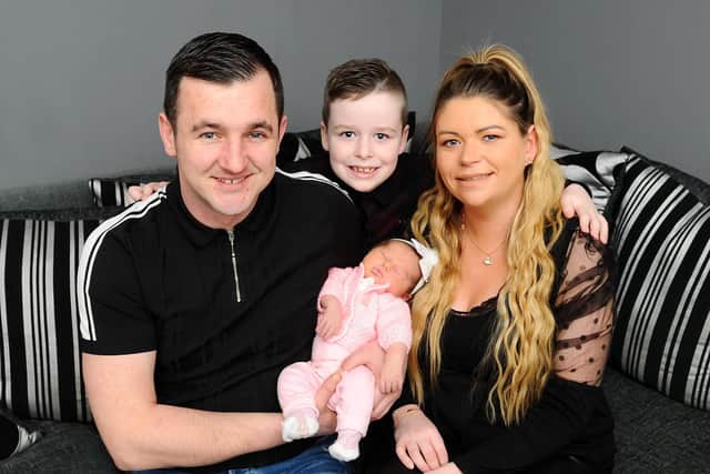 New Year baby Ivy McKnight, who came in to the world at 6.18am on January 1, 2021,  joins parents Billy McKNight and Jade Burns and big brother Ethan (6) at her new home in Blythwood Terrace, Carronshore