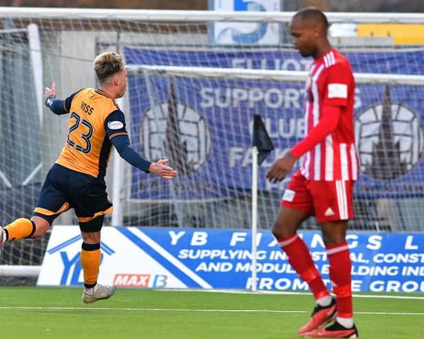 25-11-2023. Picture Michael Gillen. FALKIRK. Falkirk Stadium. Falkirk FC v Formartine United FC. Season 2023 - 2024. The Scottish Gas Men's Scottish Cup 3rd round. Goal Falkirk, Ethan Ross 23. 