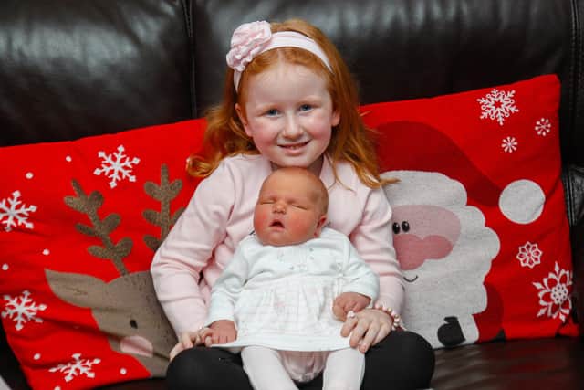 Christmas Day baby Eilidh Park with big sister Elise, four