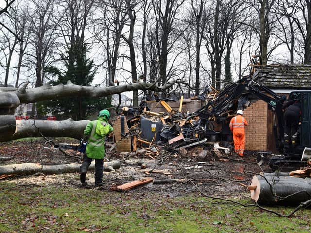 GTC and Scottish Power engineers in attendance and Robertsons Tree Care Ltd cut away the fallen tree which hit the Kinnaird sub station.