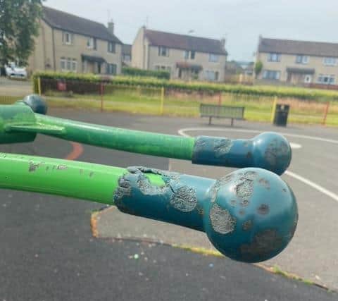 The handles on some of the playpark have been burned and melted.