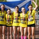 Falkirk Victoria Harriers youngster Corri McCougan, pictured fourth from left, was one of two local athletes taking part in the London Mini Marathon last weekend (Photo: Neil Renton)