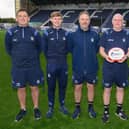 Award winner John McGlynn with his Falkirk backroom staff