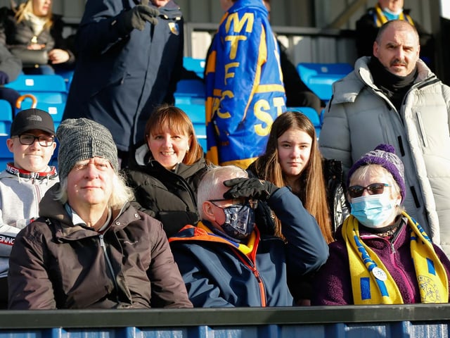Mansfield Town fans at The Dunes Hotel Stadium for the match against Barrow.