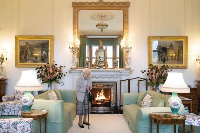 Britain's Queen Elizabeth II waits in the Drawing Room before receiving Liz Truss for an audience at Balmoral, where Truss was be invited to become Prime Minister and form a new government. Pic: Jane Barlow