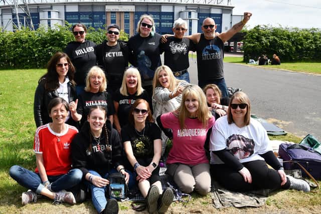 Some of the first fans who started queuing last night for the Killers concert at Falkirk Stadium