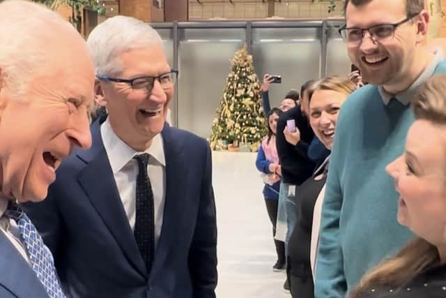 Kerry Abercrombie meets His Majesty King Charles and Apple CEO Tim Cook at the London event (Picture: Submitted)