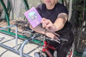 Staff member Louise Kennedy at the Corbie Inn's new cycle racks