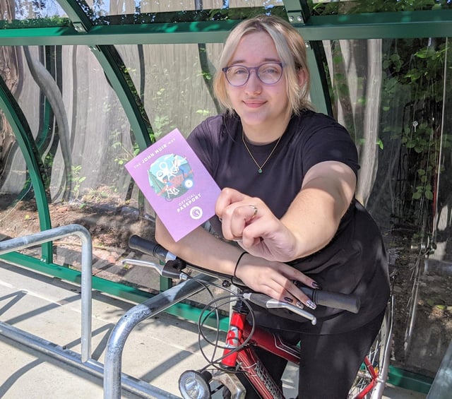 Staff member Louise Kennedy at the Corbie Inn's new cycle racks