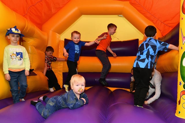 The bouncy castle proved a huge hit with youngsters.