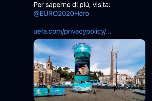The tweet from Euro 2020 Hero