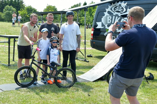 Youngsters posed for pictures with the professional riders