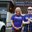 Jacquie Winning, CEO, and David Black, centre cook, are  taking part in the 15 mile long Edinburgh Kiltwalk to raise funds for Forth Valley Sensory Centre. Pic: Michael Gillen