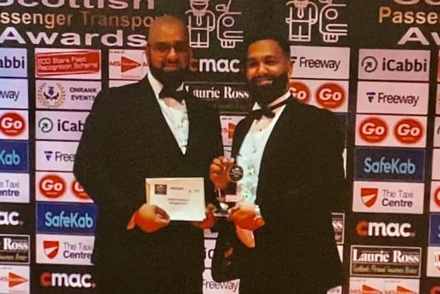Zain Farid, right, and brother Mohammed at the Scottish Passenger Transport Awards