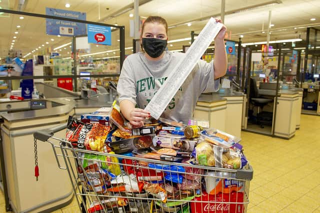 Aldi Camelon's supermarket sweep winner Josie Shirra shows off her amazing haul