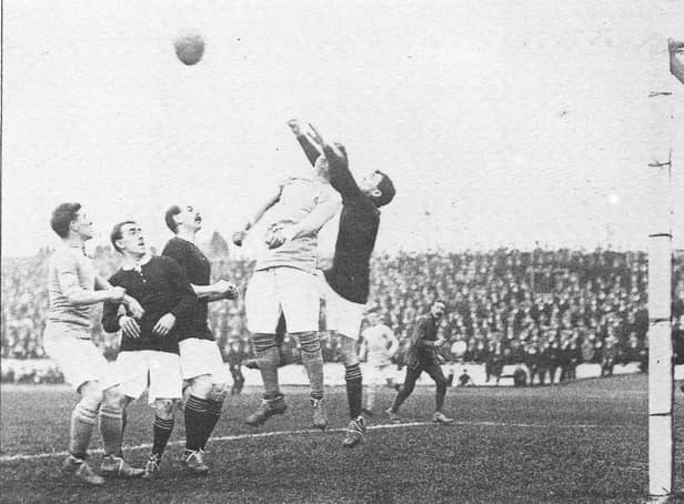 Falkirk play Clyde in the early part of the 20th century.