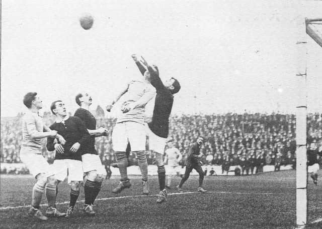 Falkirk play Clyde in the early part of the 20th century.