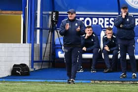 Falkirk boss John McGlynn on the touchline during last weekend's victory in Dumfries (Pics by Michael Gillen)