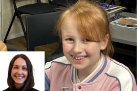 Emily Wilson (8) is one of many people with the condition who have been supported by the Linlithgow-based charity EOS, headed up by CEO Suzi Holland (inset).
