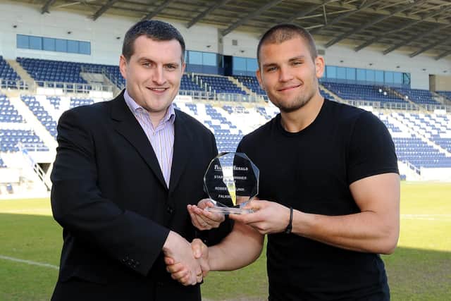 2011 Falkirk Herald Starshot presentation to Robert Olejnik from Sports editor David Oliver. Picture: Michael Gillen.