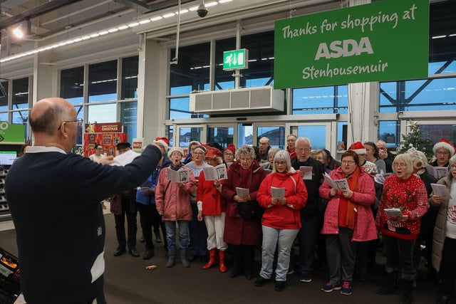 Those who took part in the carol singing had a great time performing for shoppers in the store.