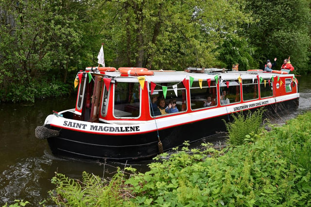 Linlithgow Union Canal Society's Saint Magdalene joined the flotilla heading from the Falkirk end of the canal.