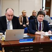 Kenneth Lawrie CEO and Provost Robert Bissett ahead of Thursday's budget meeting.  Pic: Michael Gillen